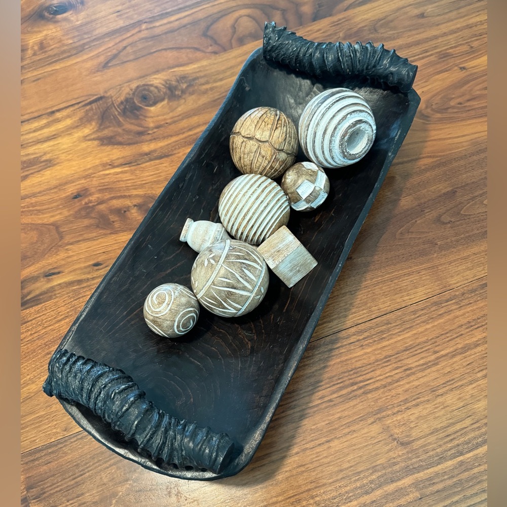 Raw Edge Hand Carved Decorative
Wooden 18" Bowl/Tray Rustic modern accent